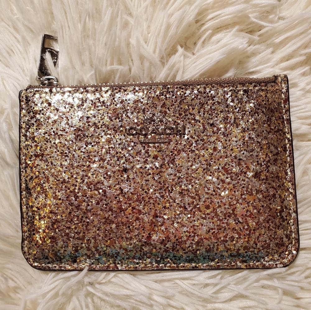 Coach glitter hold keychain ID holder